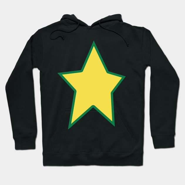 Yellow Star Green Out Line Graphic Hoodie by ellenhenryart